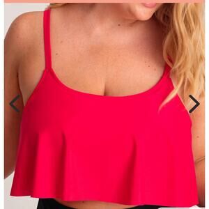 Brand New Shapermint Essentials Women's Medium Pink Ruffled Bikini Top Swimwear